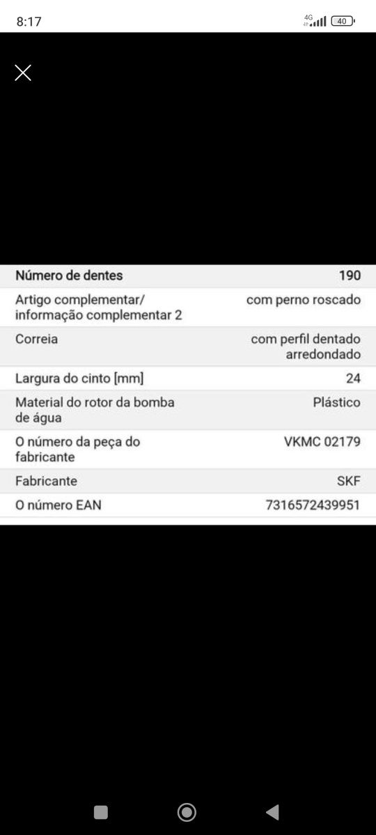 Kit correia de distribuição e bomba de água SKF nova