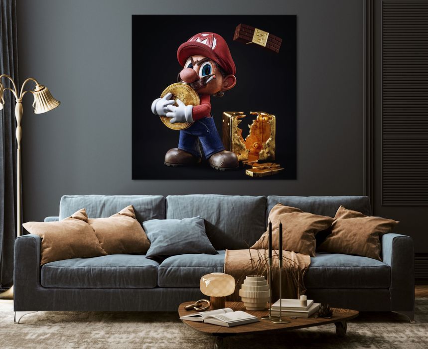 Картина "Супер Маріо", Біткоїн, Холст, Подарунок хлопцю, Арт