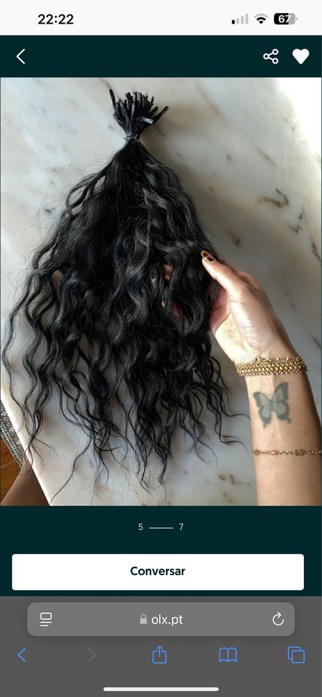 Vendo 65 extensoes pretas cabelo natural ondulado myos