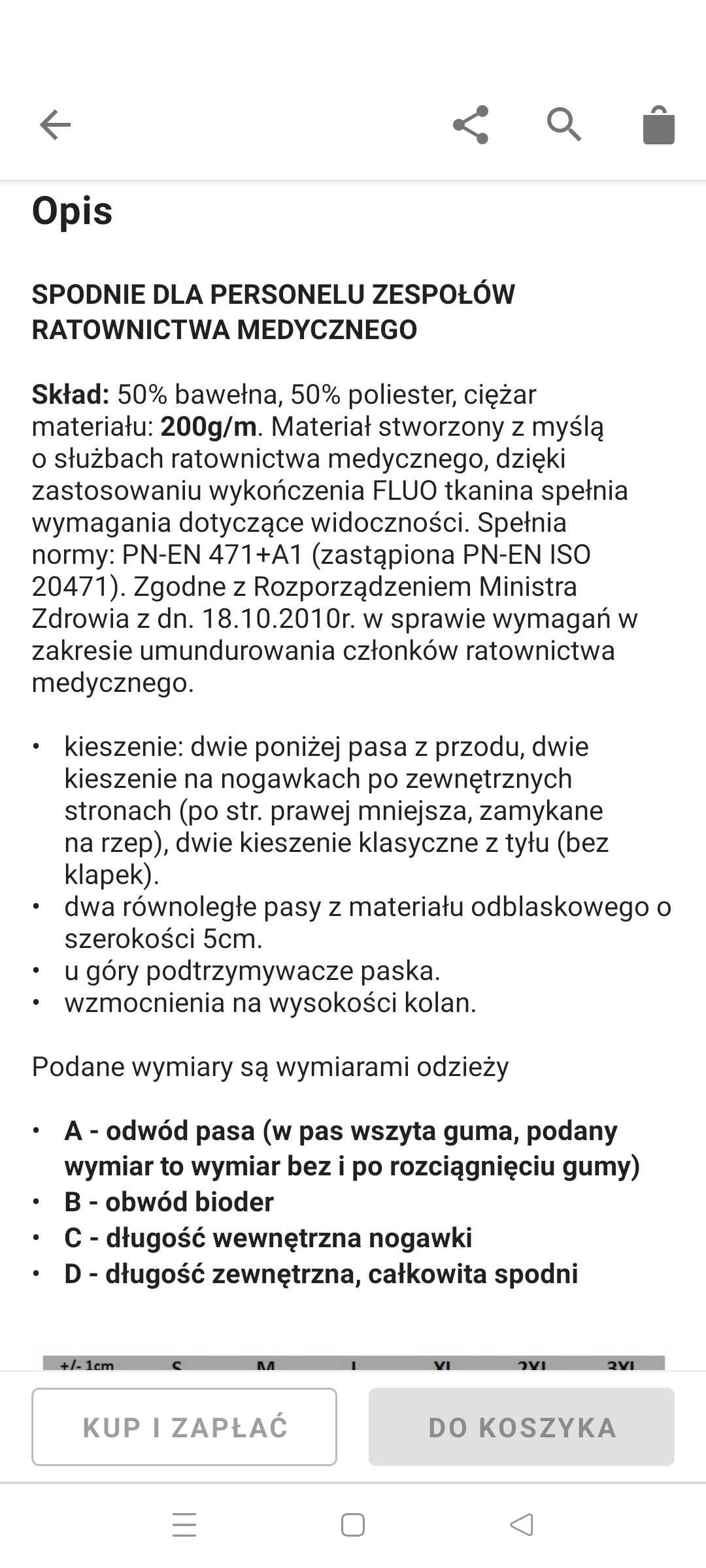 Spodnie bojówki ratownicze tutamedica 3xl