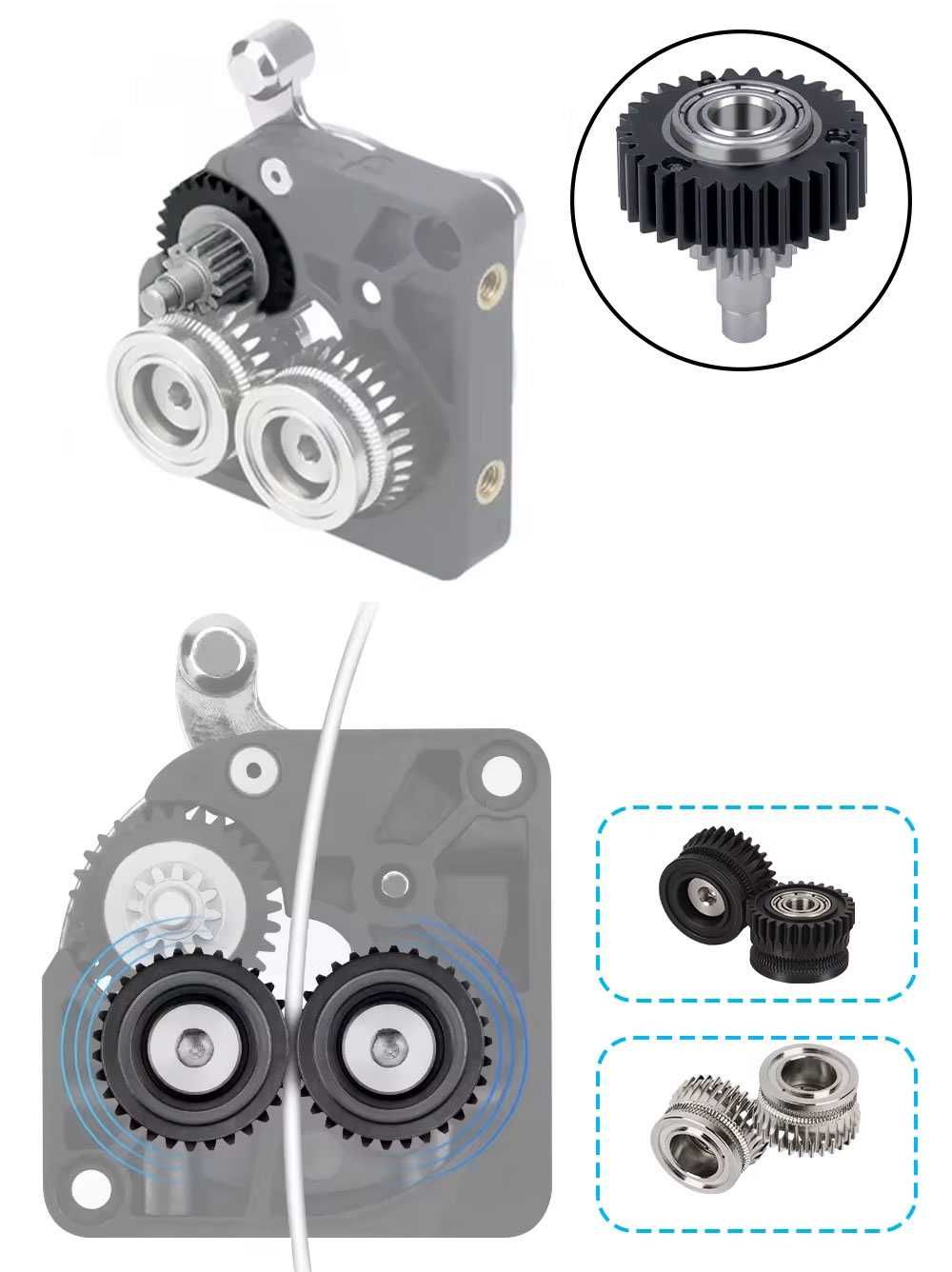 Шестерні в екструдер Creality K1, K1Max, K1C, K1SE, Ender3V3, 3V3 Plus