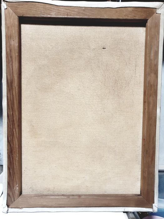 Antiga pintura de Natureza Morta - crisântemos - em óleo sobre tela