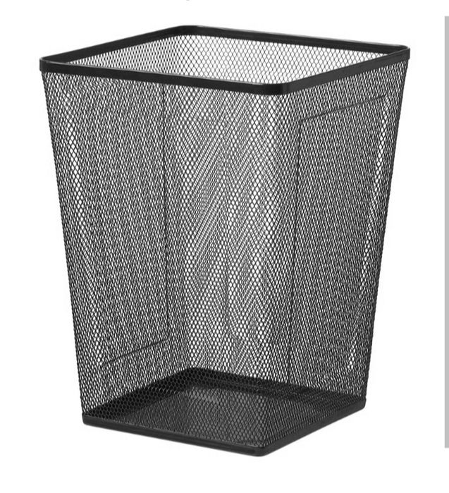 Czarny metalowy, siatkowy kosz na śmieci DRÖNJÖNS z IKEA 35cm