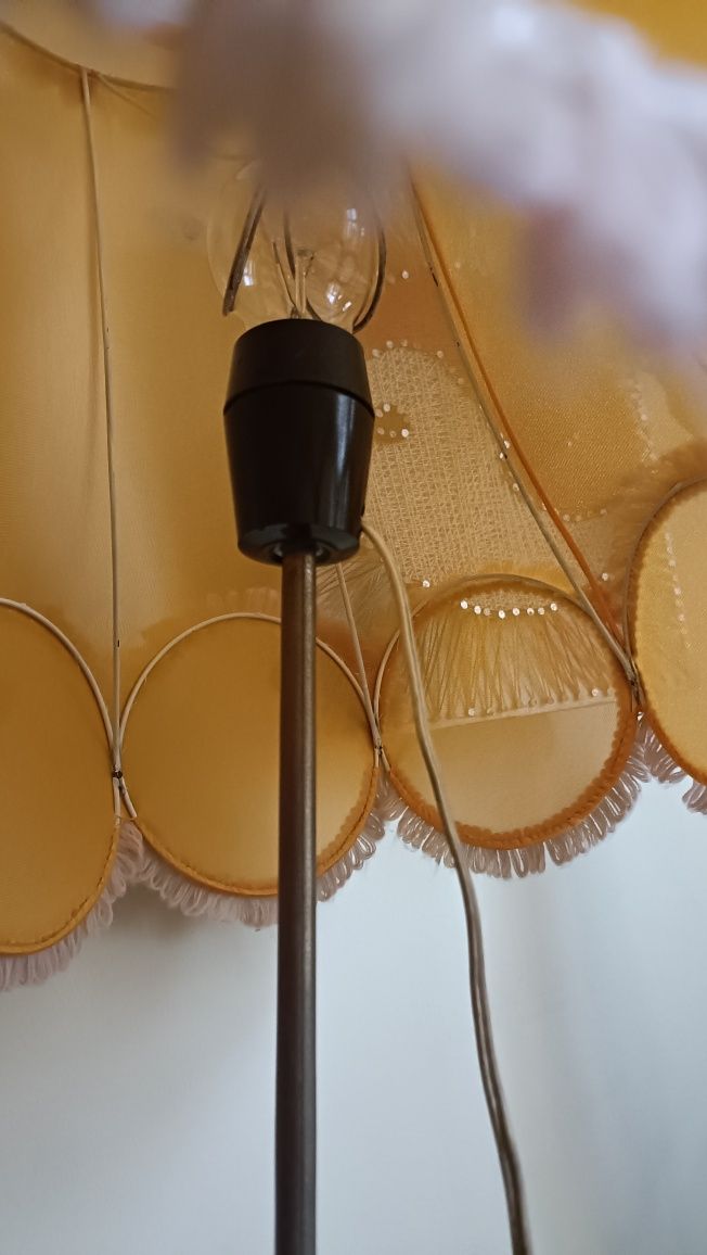 Lampa podłogowa z abażurem PRL lata 70-te VINTAGE RETRO