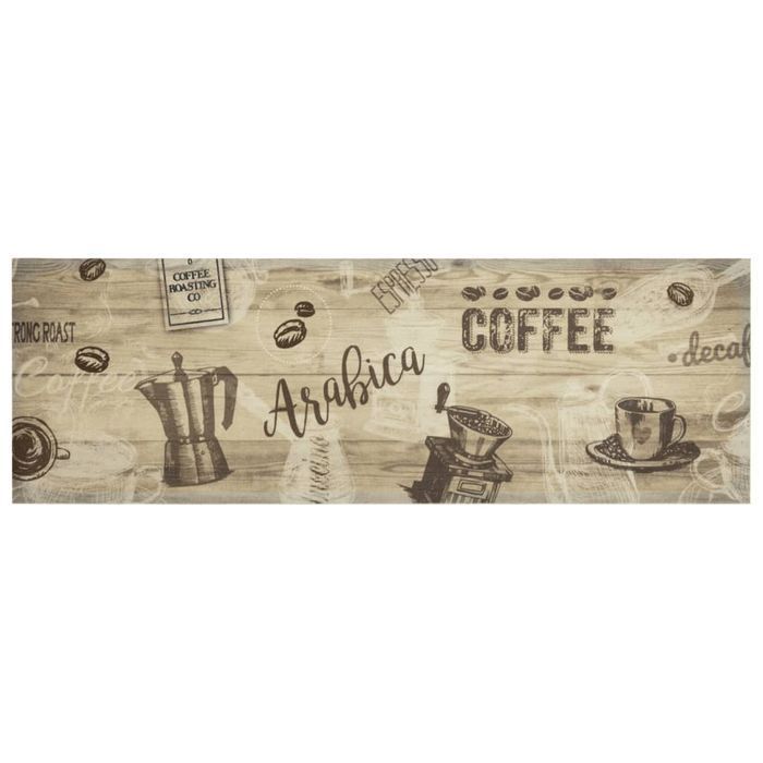 vidaXL Dywanik kuchenny z motywem kawy, brązowy, 60x180 cm, aksamit