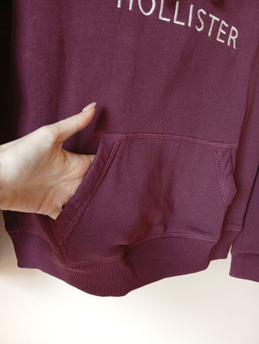 Fioletowa bawełniana bluza z kapturem, Hollister, rozmiar M