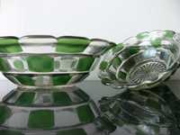 Huta Hortensja 1+6 misa salaterki szkło lazurowane zielone Art Deco
