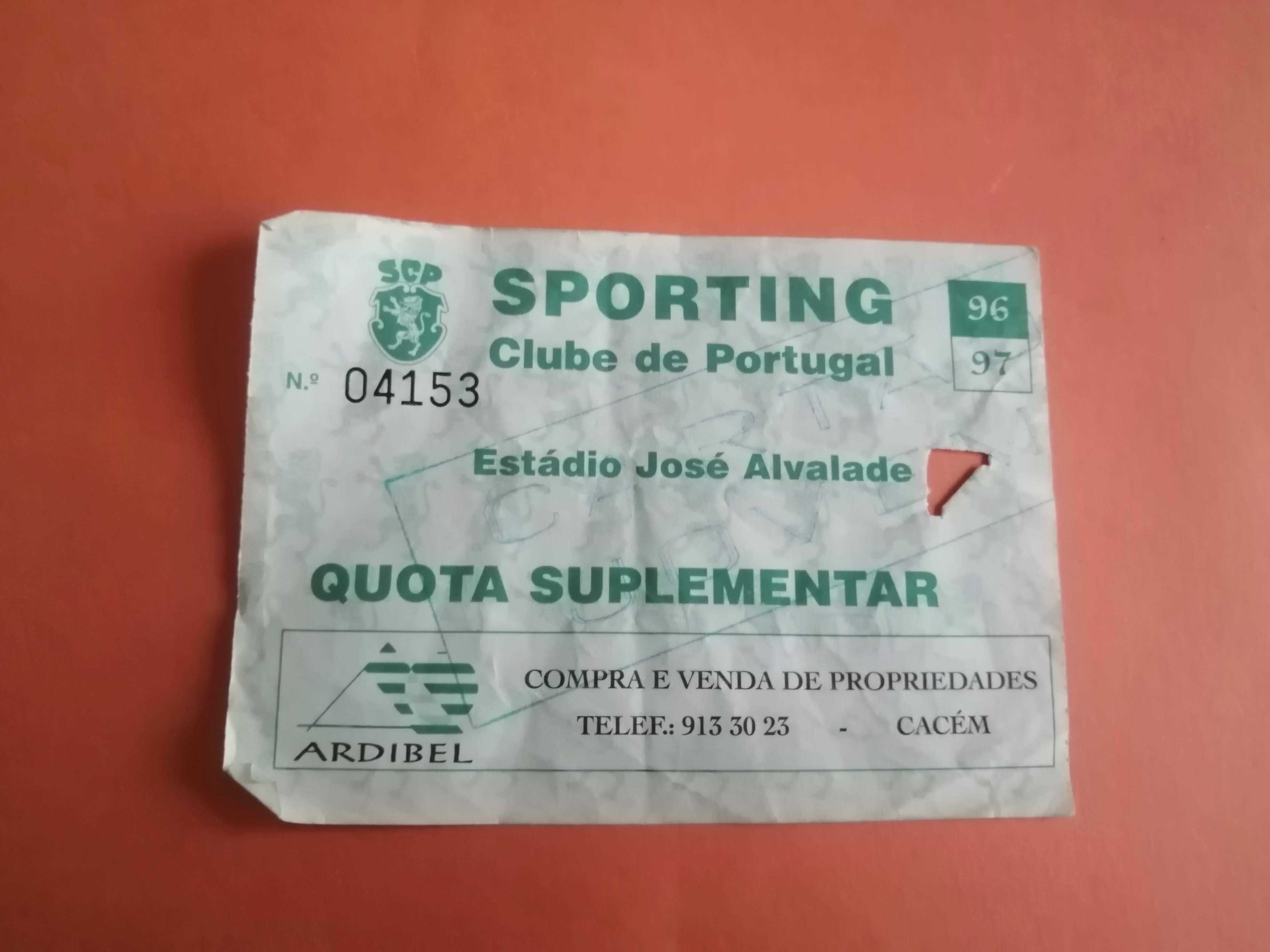 Diversos Bilhetes Jogos de Futebol do Sporting CP - anos 90 até 2018