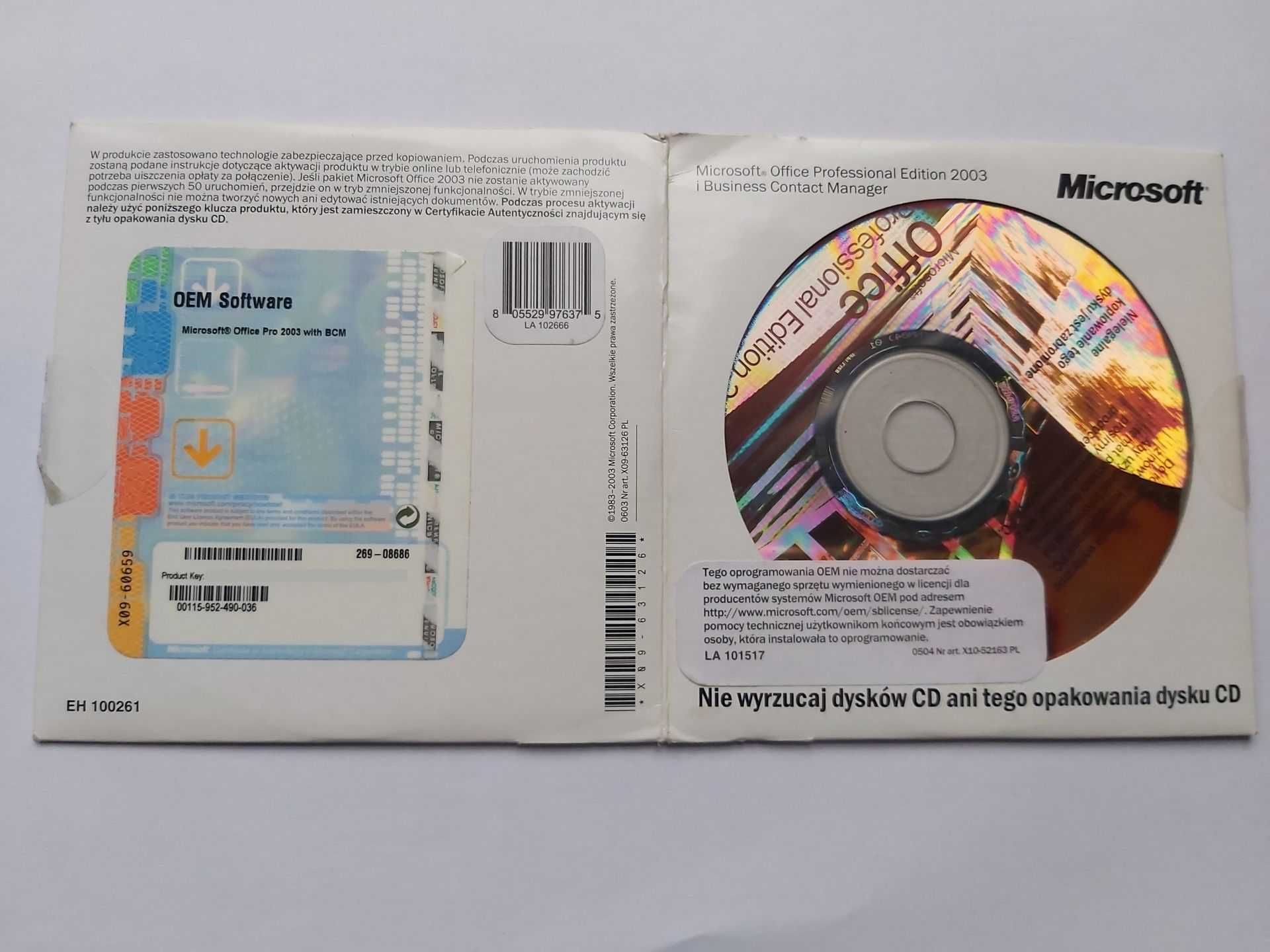 MS Office 2003 Professional i Business Contact Manager PL OEM 2xCD