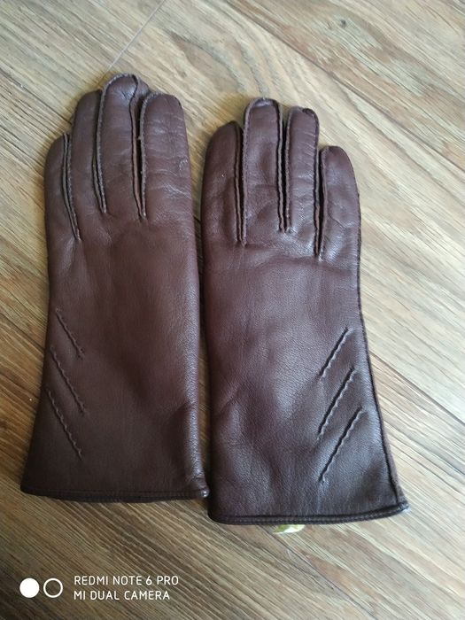 Nowe rękawice skórzane damskie rozm S. PRL