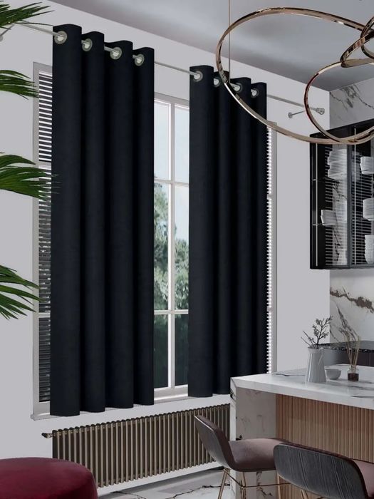 Штори на люверсах чорні короткі