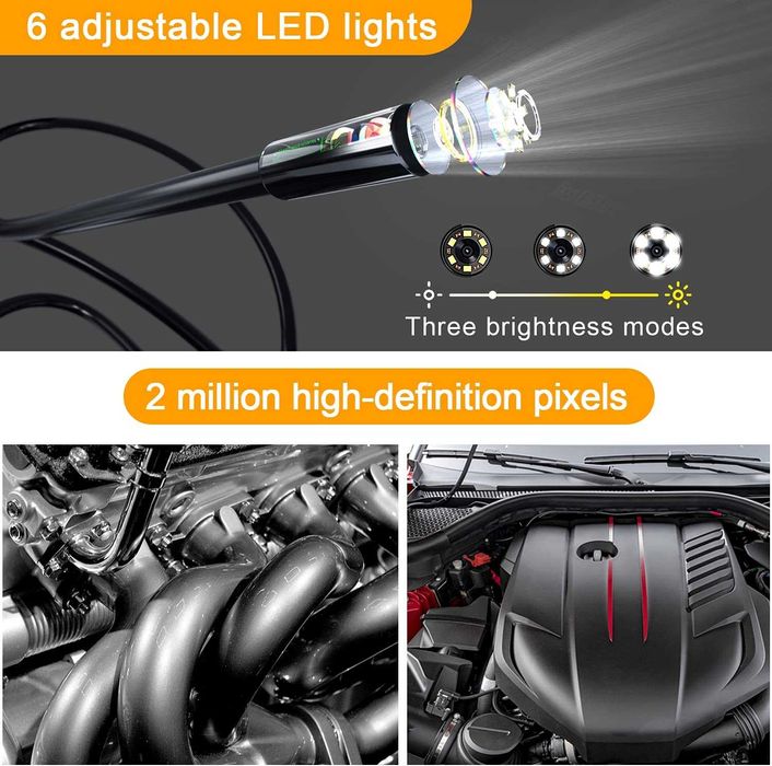 Endoscópio industrial, câmara de inspeção automóvel 1080p HD, novo