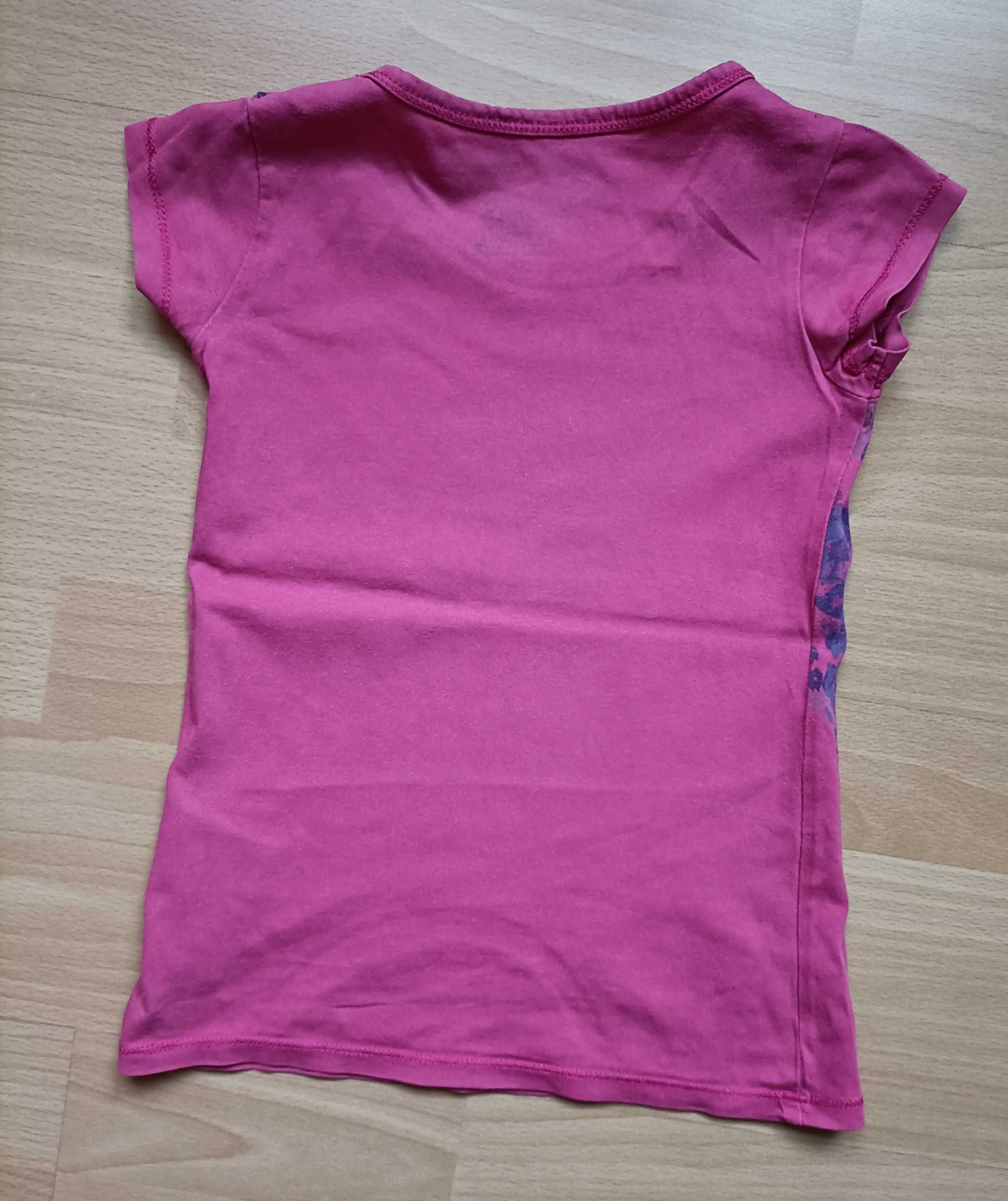 T-shirt dziewczęcy krótki rękaw różowy w rozmiarze 116