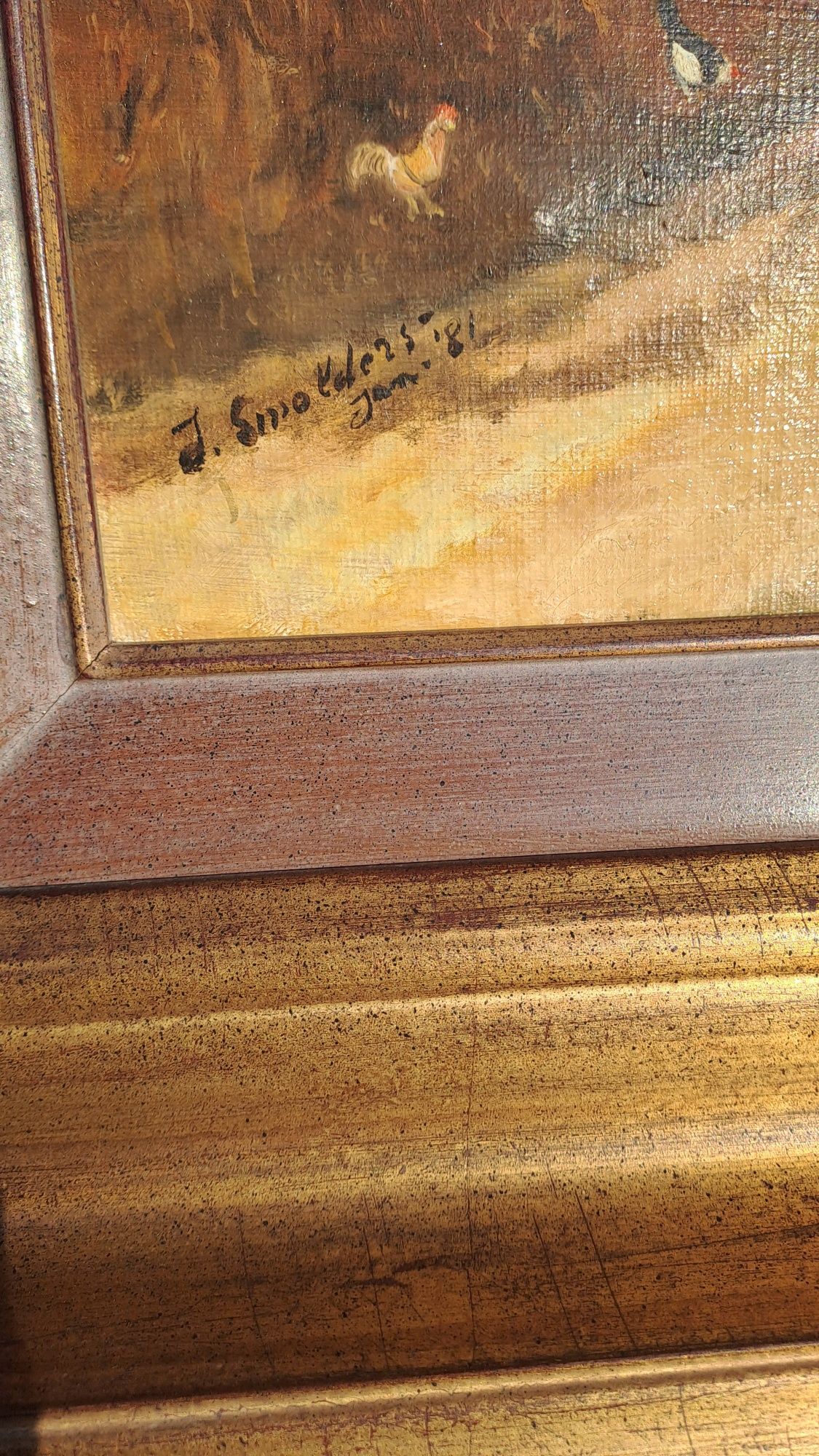 Piękny obraz olejny w złotej ramie, '81