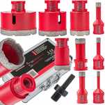 Zestaw 9 OTWORNIC Koronek 6-68 mm Otwornica Diamentowa Adapter HEX M14