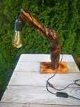 Lampka nocna Handmade ozdobna żarówka prawdziwe drewno