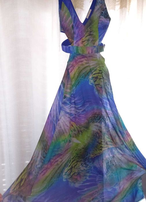 Vestido cerimónia longo estampado