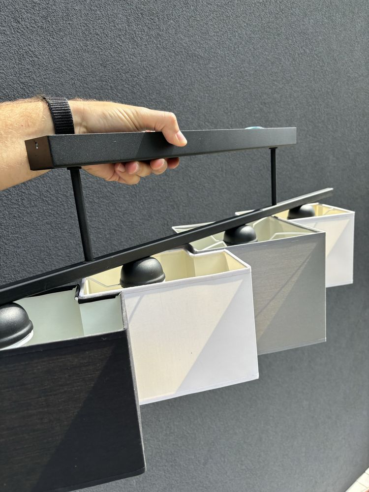Lampa wisząca biel/szary/czarny 4 punkty światła