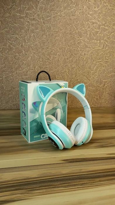 Бездротові bluetooth навушники з котячими вушками