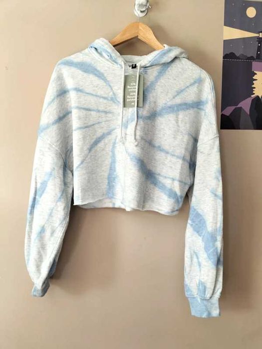 Damska bluza dresowa z kapturem krótka cropped Ala tie dye oversize