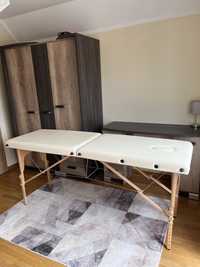 Stół do masażu drewniany beżowy ecru