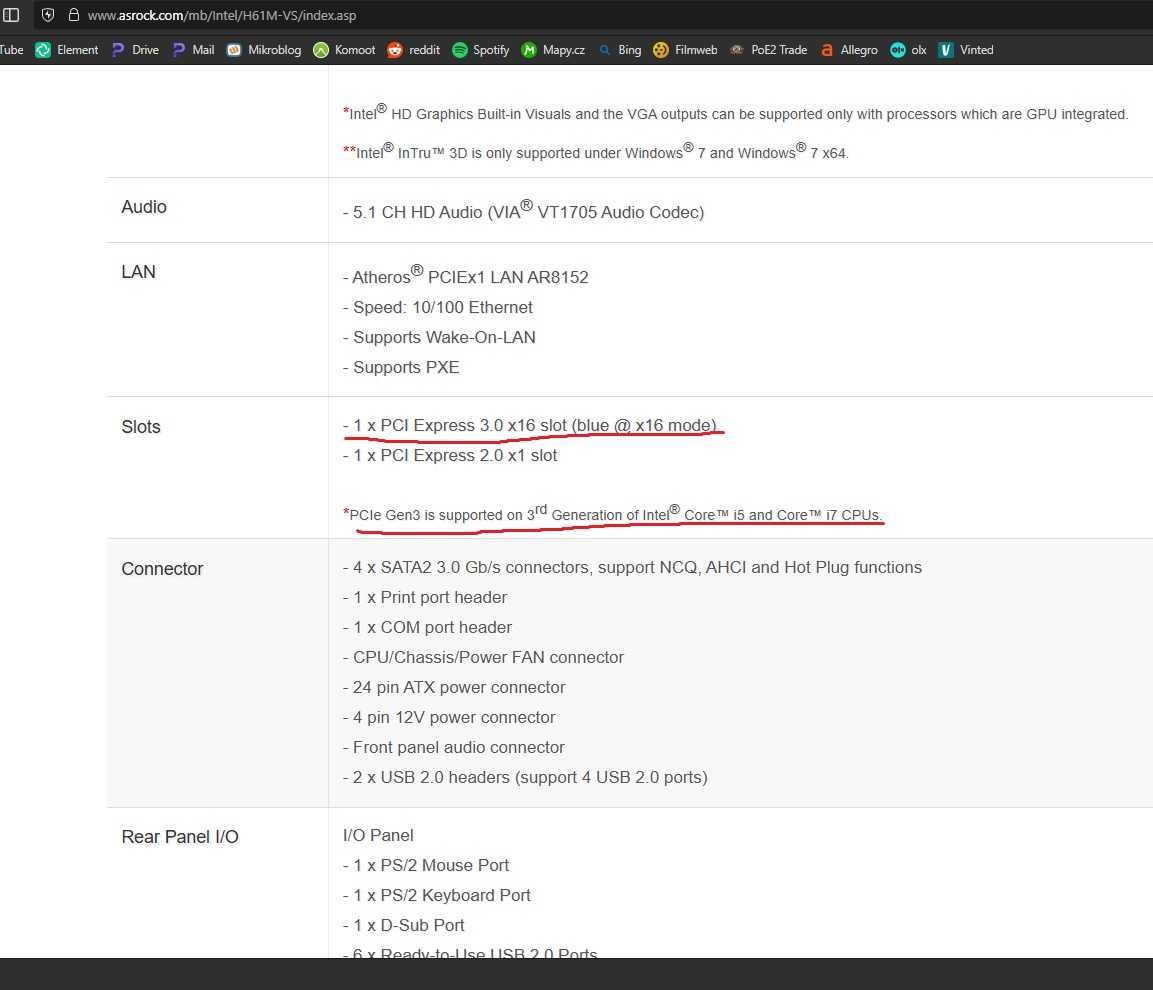 Płyta główna Asrock H61M-VS z możliwością PCIe 3.0 + Celeron g530