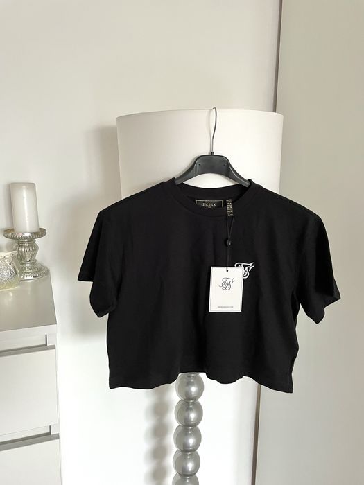 SIKSILK czarna bluzka na krótki rękaw 100% bawełna M