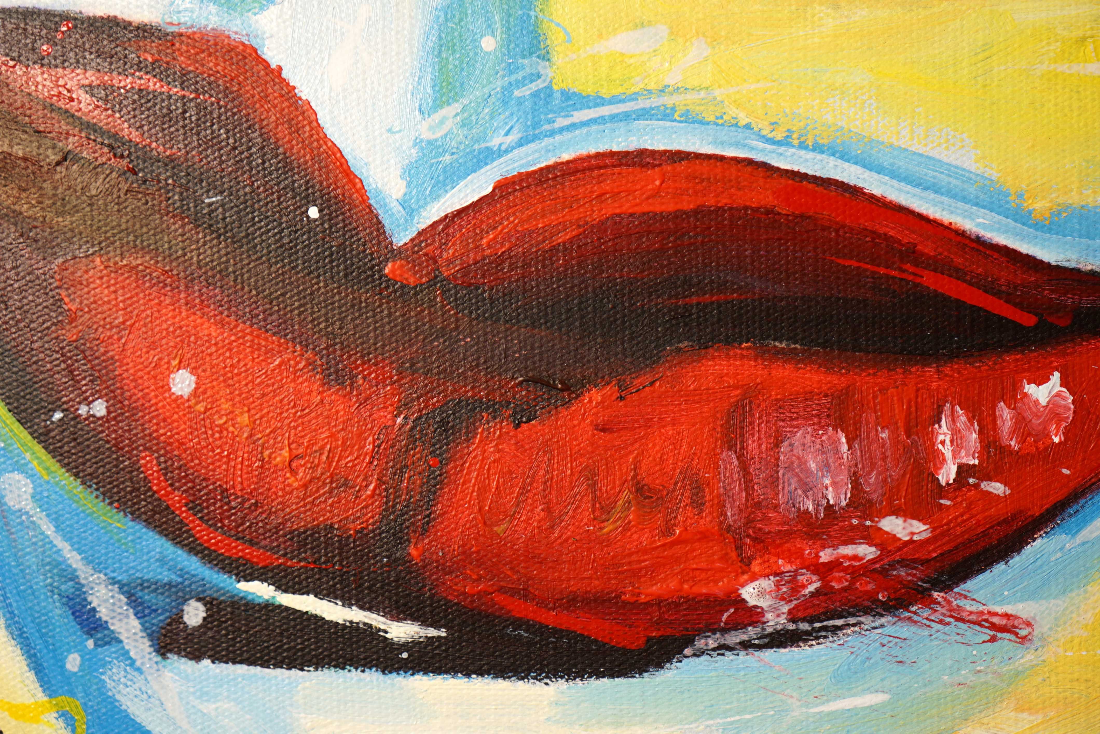 Obraz akt olejny ręcznie malowany duży kolorowy abstrakcja pop art