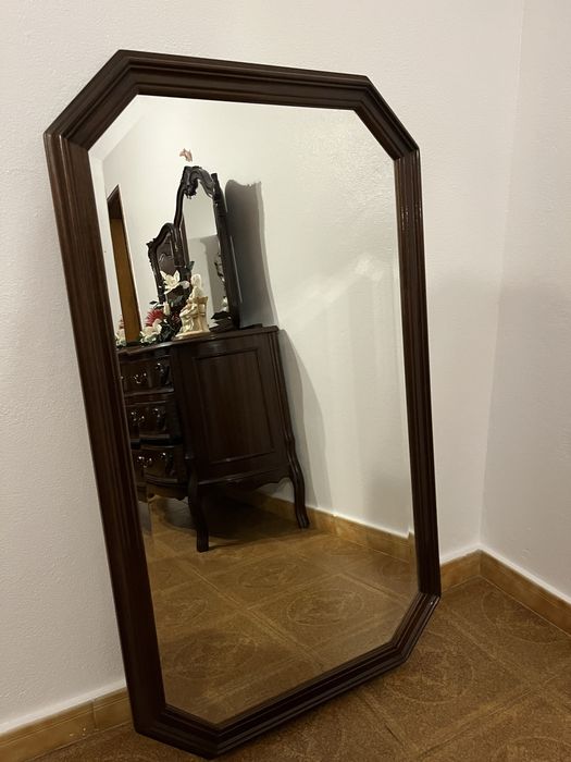 Espelho parede mandeira escura