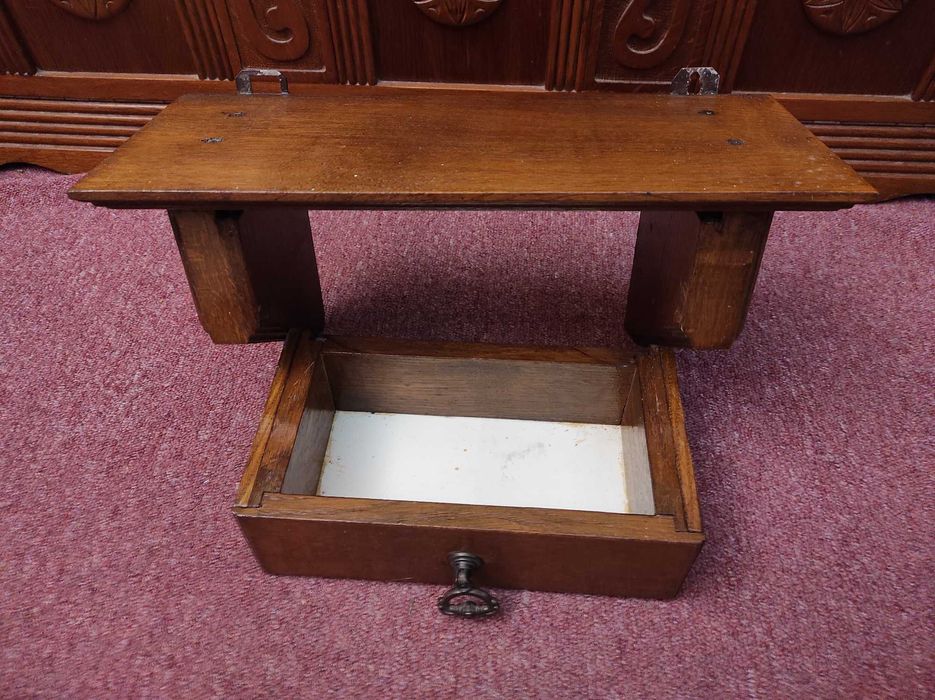 Drewniana Półka z szufladą na klucze 40 cm,