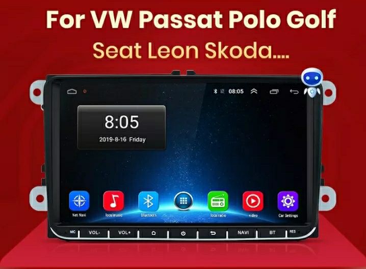 Auto Rádio Android de 9" Polegadas GPS Bluetooth VW Seat Seat Skoda