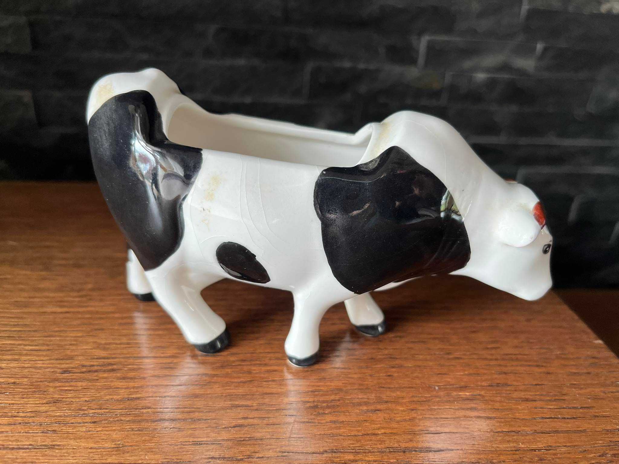 Krowa porcelanowa figurka donica osłonka