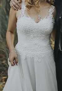 Piękna i zwiewna suknia ślubna 1000 zł (174cm + 7cm obcas)