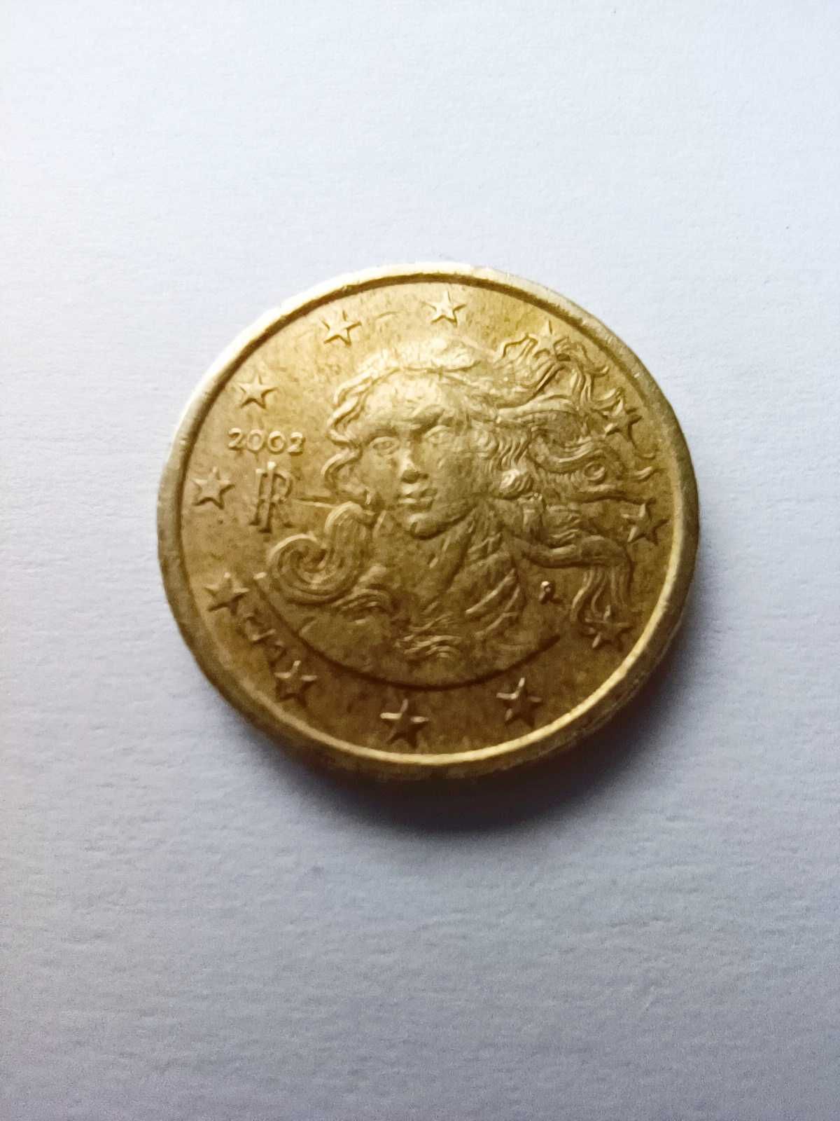 Moeda 10 cêntimos Itália 2002 com erros cunhagem