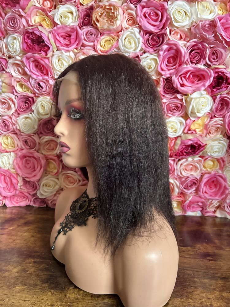 Peruka naturalna ludzkie włosy afro karbowana na siatce human hair