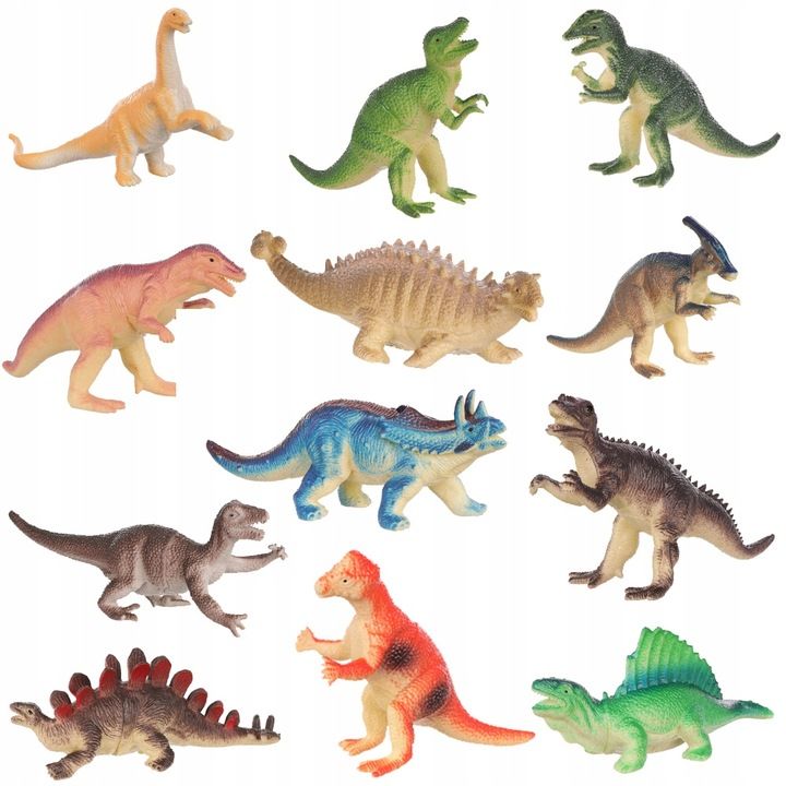 Duży Zestaw Dinozaury Figurki Park Zwierząt 12szt Dla Dzieci Na Prezen
