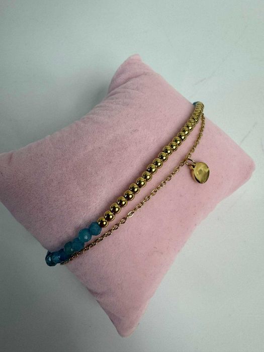 Bransoletka 17- 20,5 cm elegancka kamień złota stal nierdzewna  b117