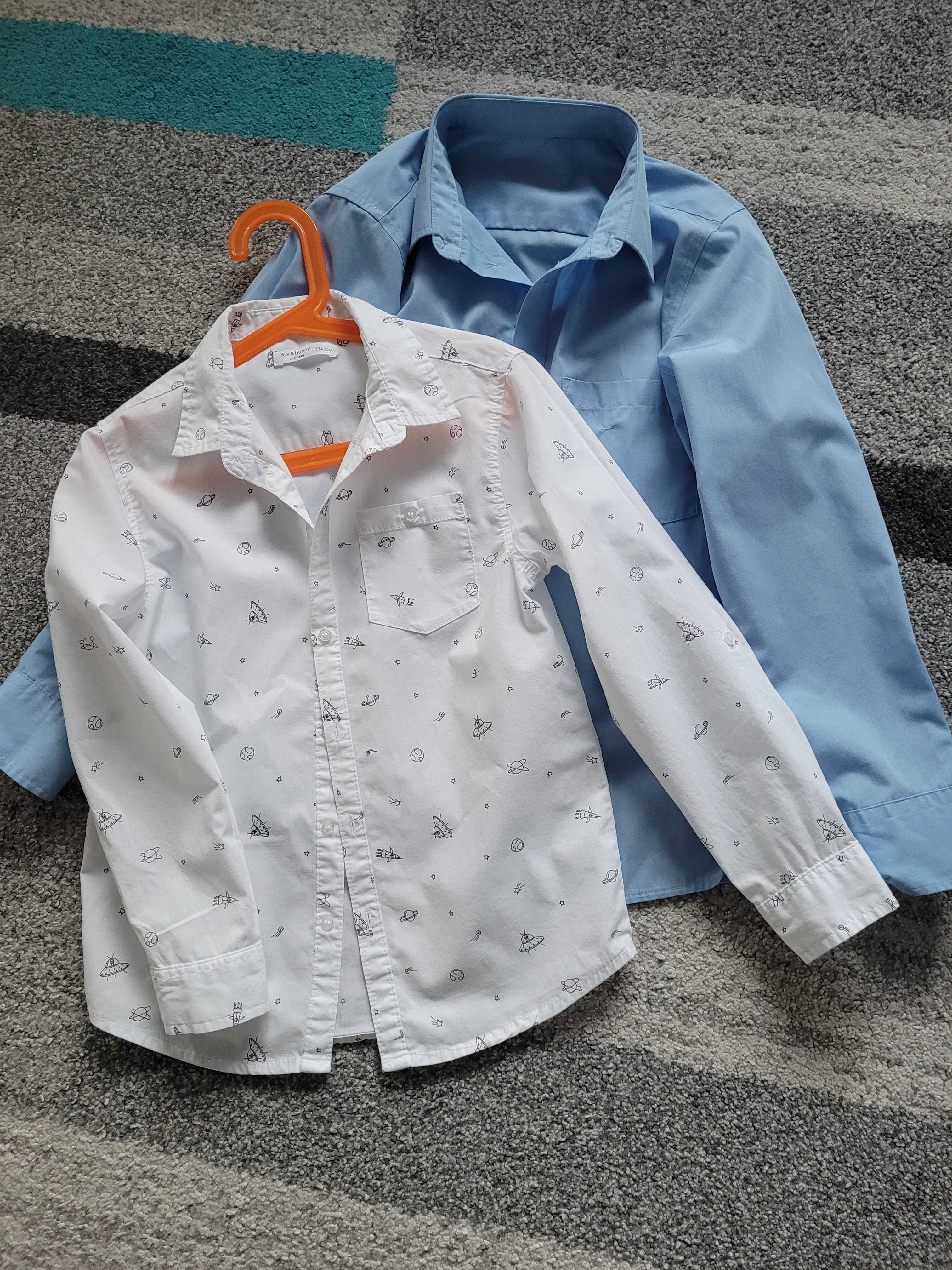 Koszula chłopięca 5 10 15 -  bawełna 134 - biała i niebieska