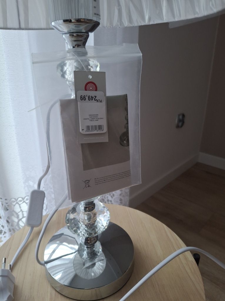 Nowa piękna lampa srebrna kryształowa home and you
