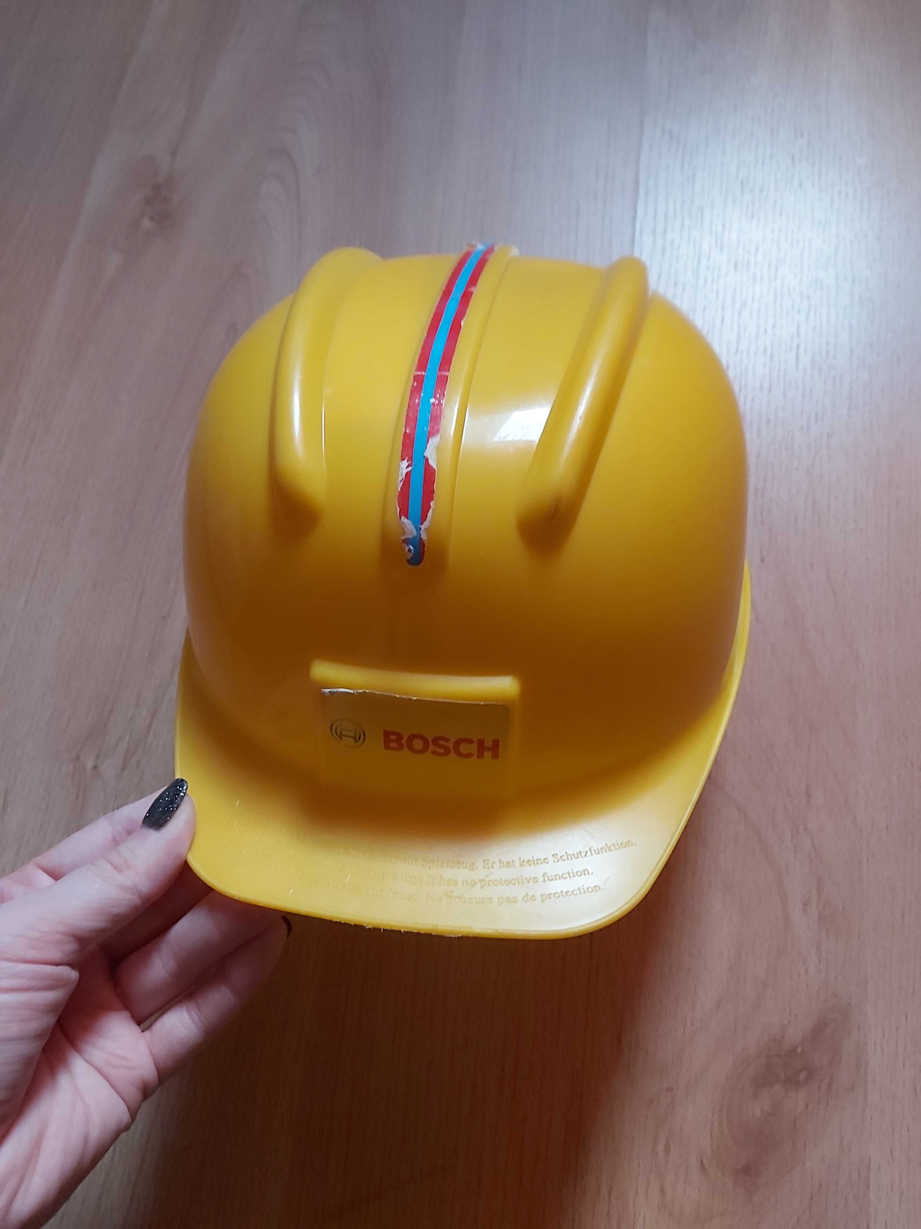 Żółty kask dla majstra budowniczego zabawka dla chłopca Bosch