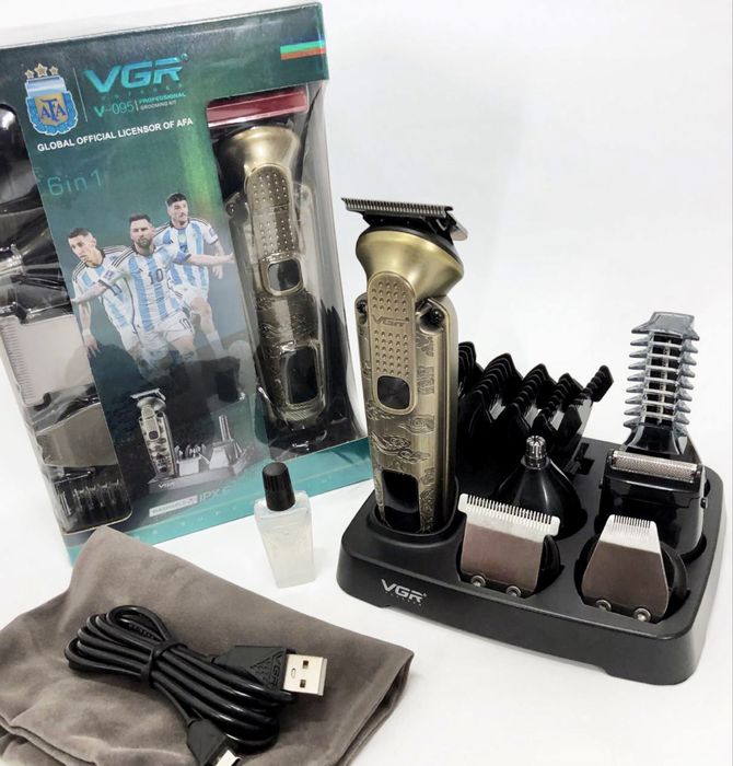 Набір для стрижки 6 в 1 VGR – волосся та борода, для стрижки аолос