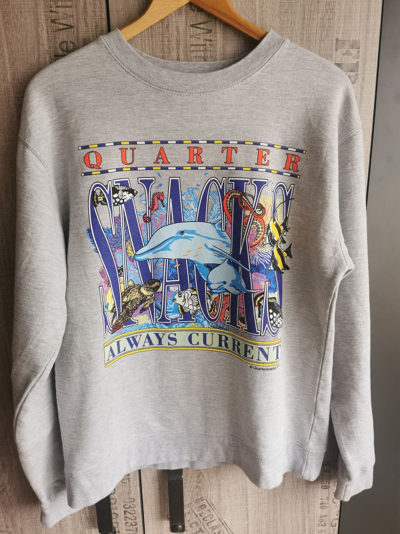 Szara męska bluza bez kaptura crewneck Quartersnacks M