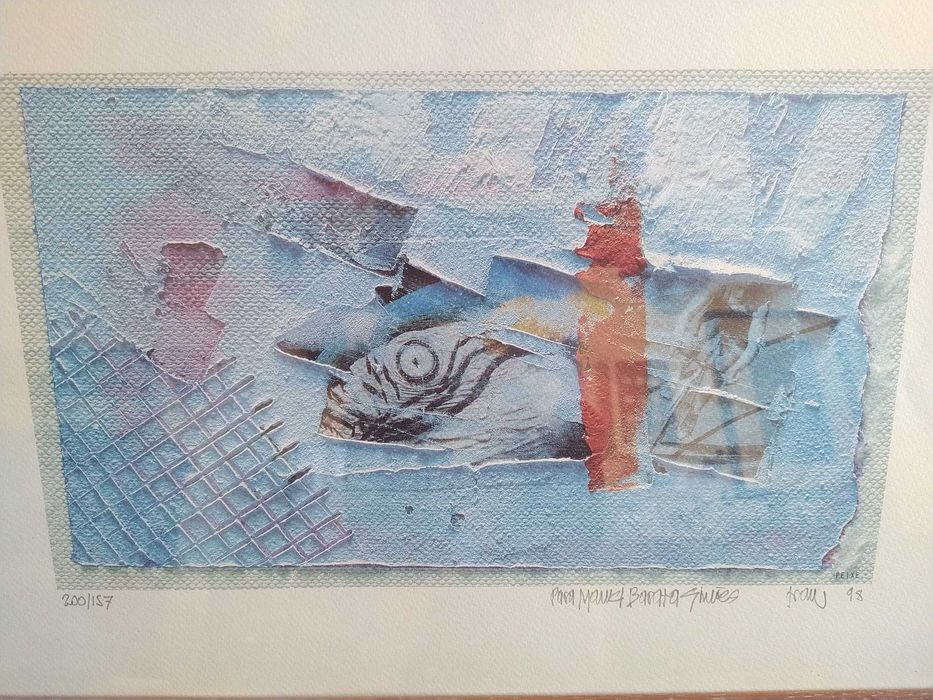 Serigrafia, emoldurada, "Peixe". Série limitada e numerada.