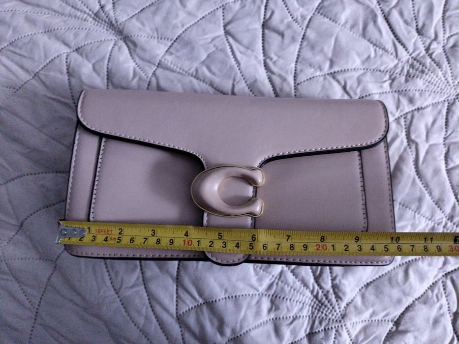 Torebka damska beżowa na ramię i do ręki dwa paski bdb