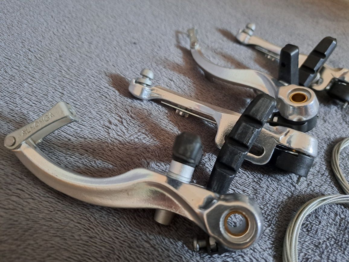 NOWE Hamulce aluminiowe V-Brake srebrne + linki hamulca 2030mm komplet