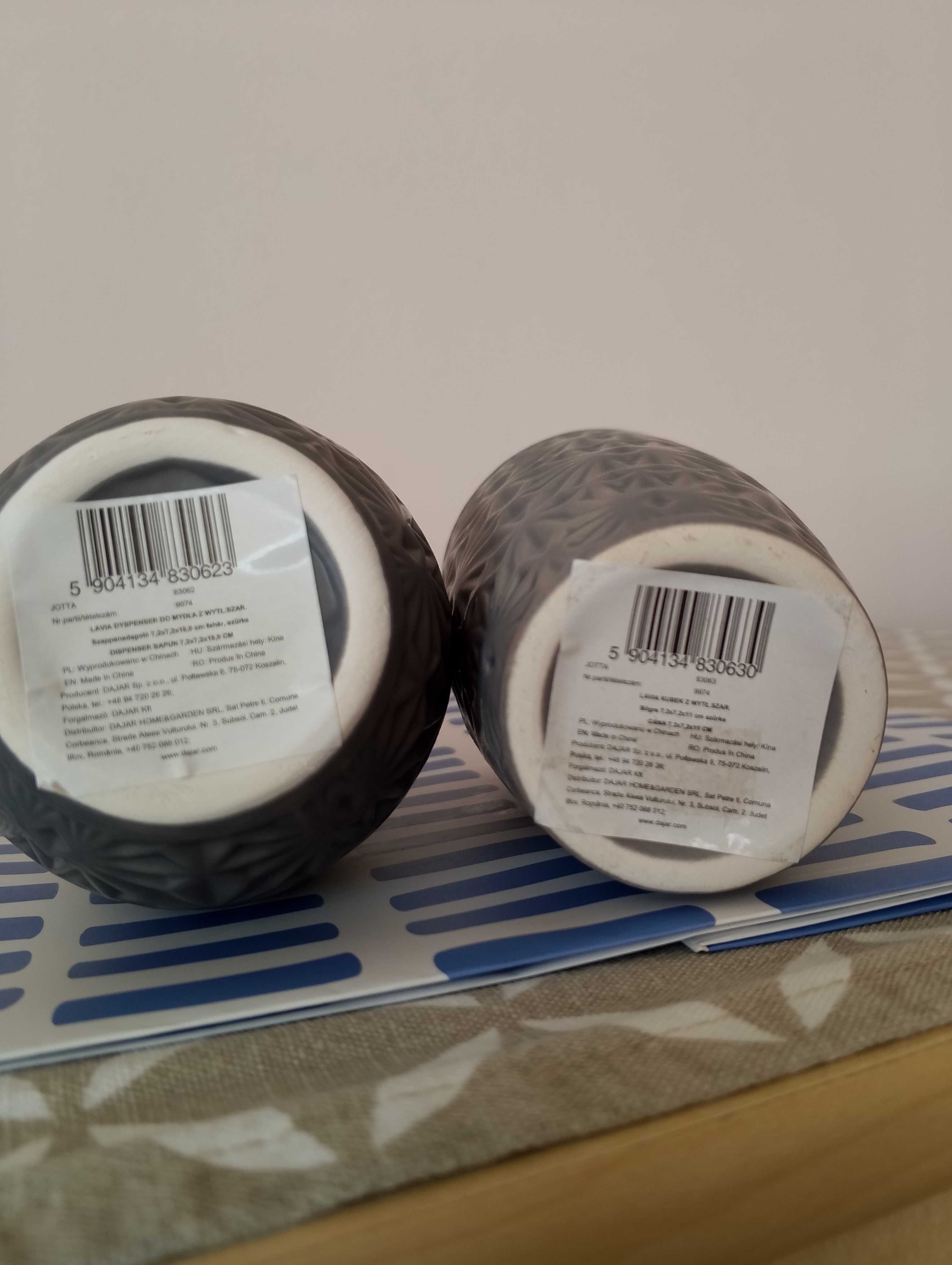 ceramiczny dozownik do mydła +kubek szary