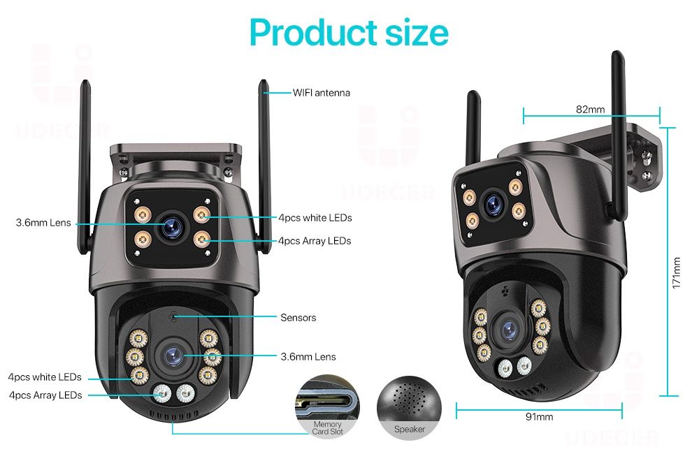 Podwójna kamera zewnętrzna obrotowa 4K 8MP WiFi 128GB monitoring