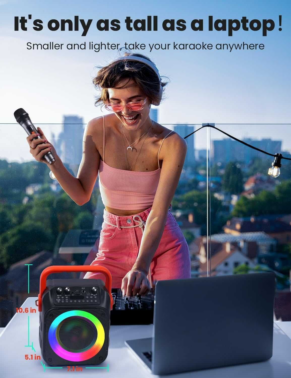 Karaoke 2 bezprzewodowe mikrofony głośnik Bluetooth TF/USB FM Rec AUX