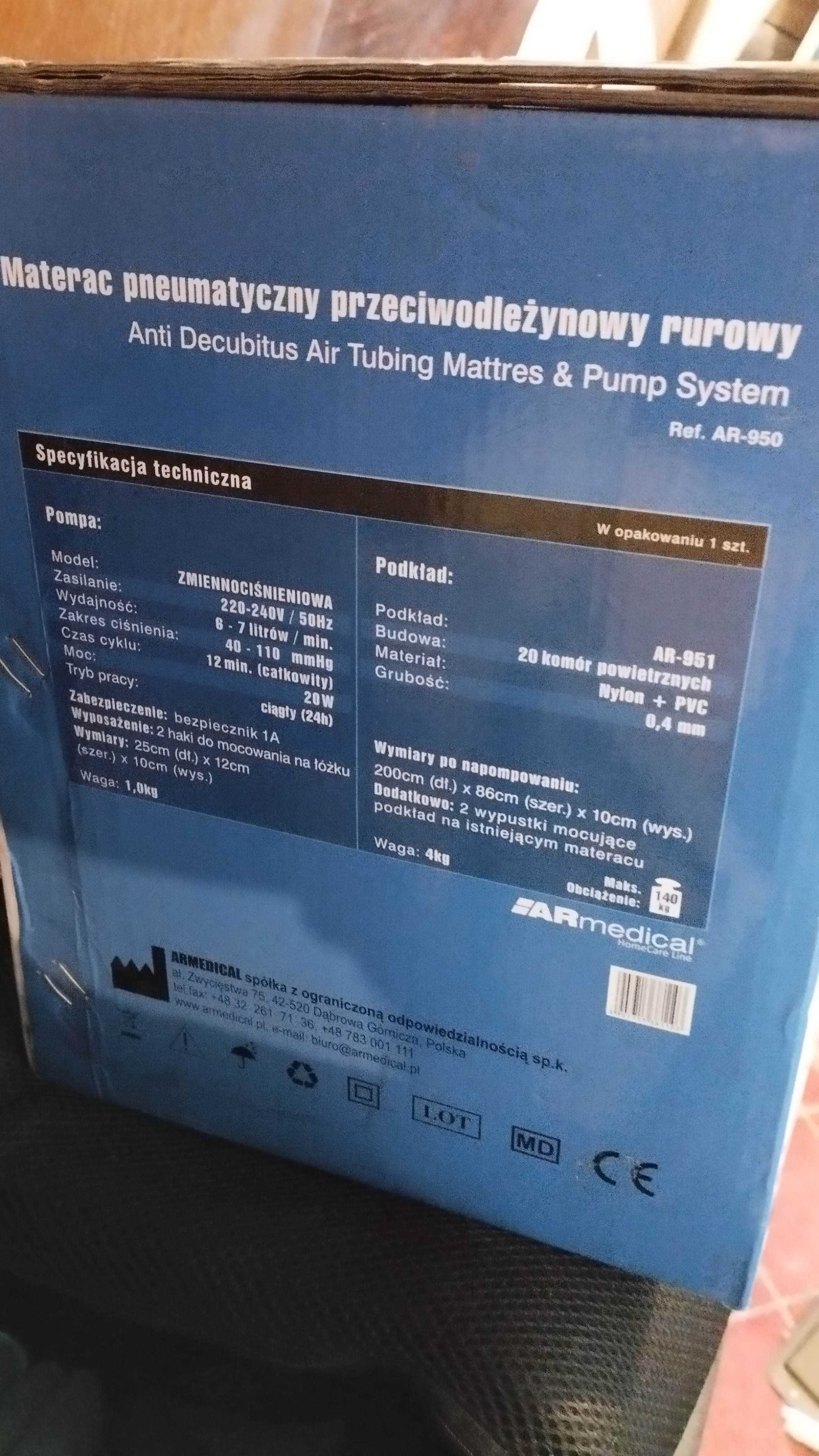 Materac przeciwodleżynowy rurowy NOWY