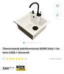Zlewozmywak jednokomorowy granitowy biały nowy z baterią